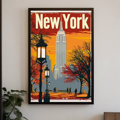 Empire State Building Vintage New York Style Poster