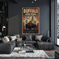 Buffalo Skyline Wanderlust Wall Art Poster