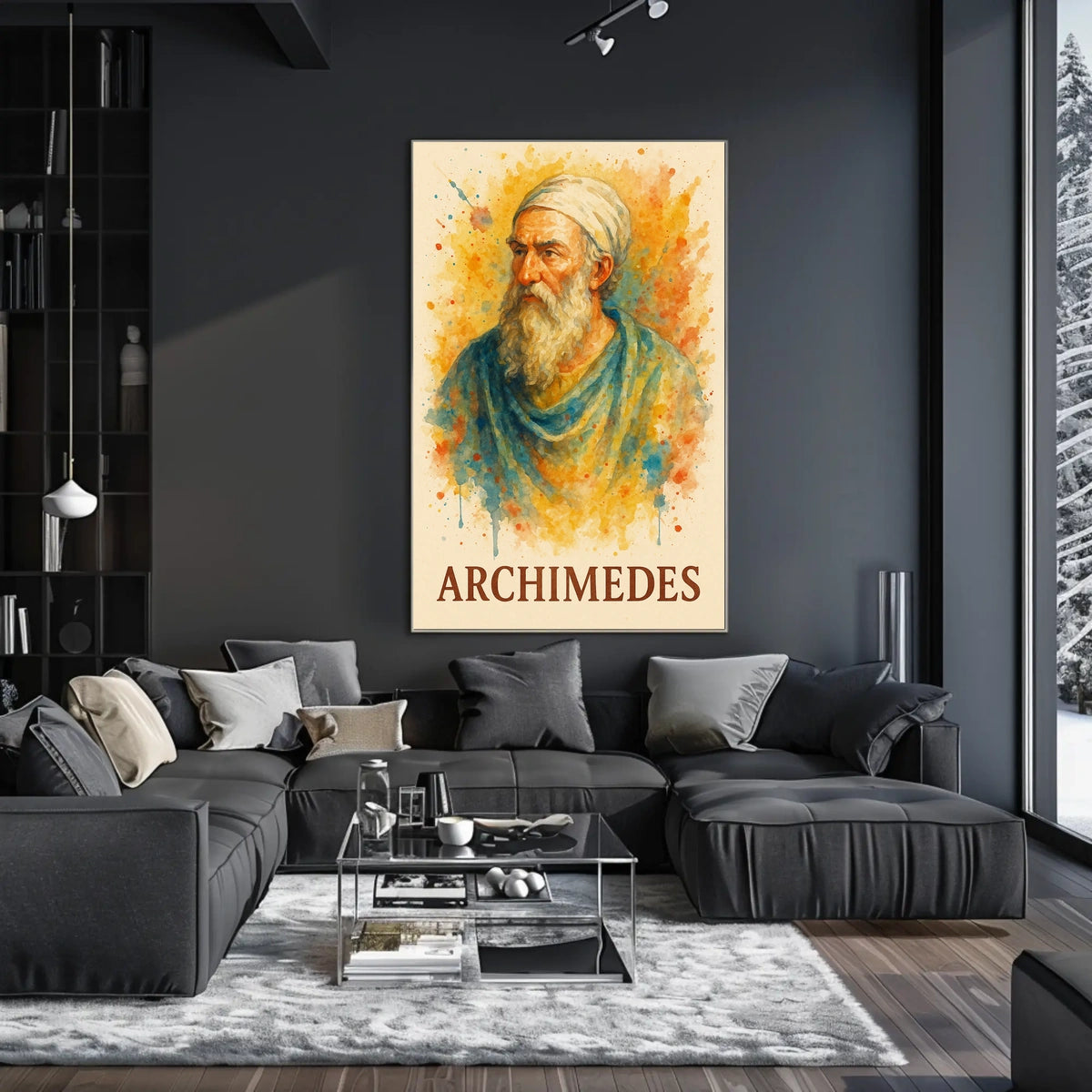 Archimedes Watercolor Portrait: Ancient Greek Inspiration Poster