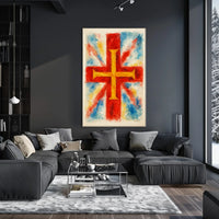 Vibrant Cross And Flag Poster