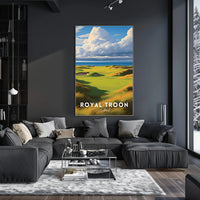 Scottish Coastal Golf Course Scene Sports Poster