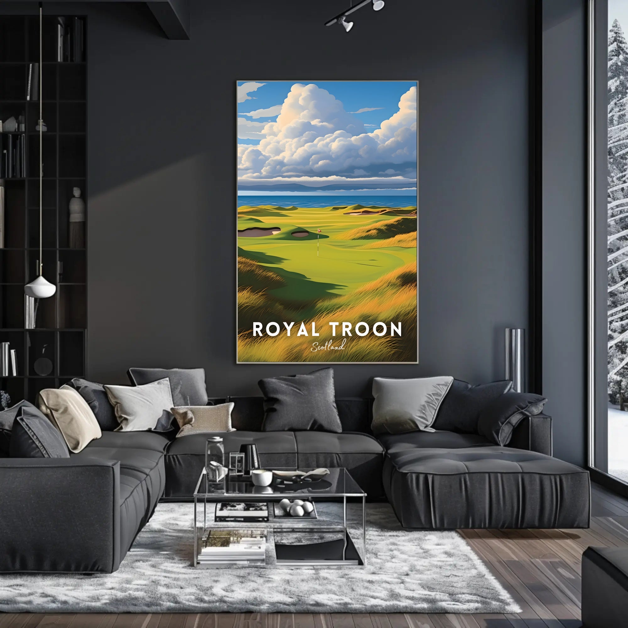 Scottish Coastal Golf Course Scene Sports Poster