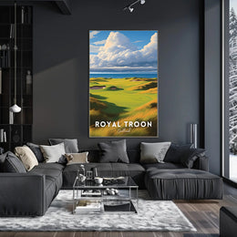 Scottish Coastal Golf Course Scene Sports Poster