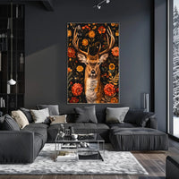 Majestic Deer Floral Wonderland Poster