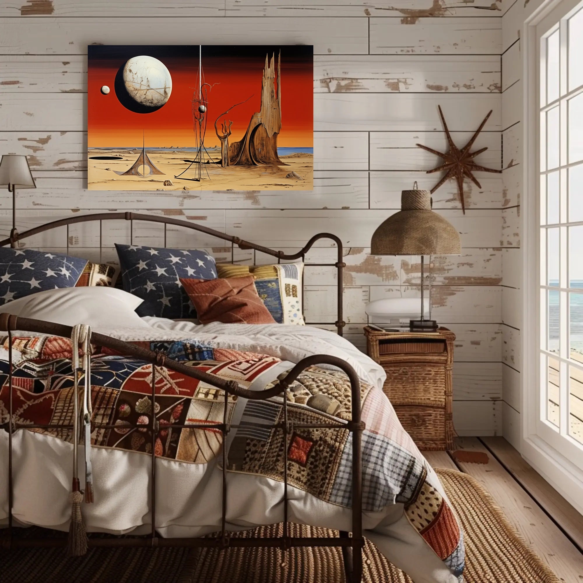 Surreal Extraterrestrial Landscape Poster with Futuristic Sci-Fi Vibe