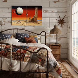 Surreal Extraterrestrial Landscape Poster with Futuristic Sci-Fi Vibe