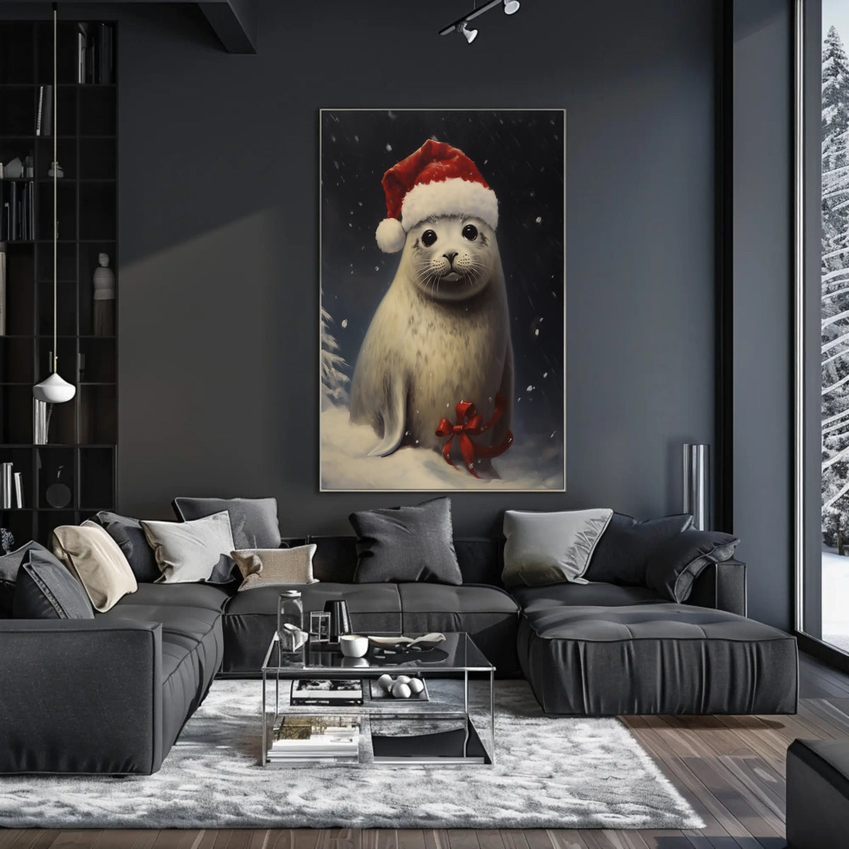 Festive Seal In Winter Wonderland Poster