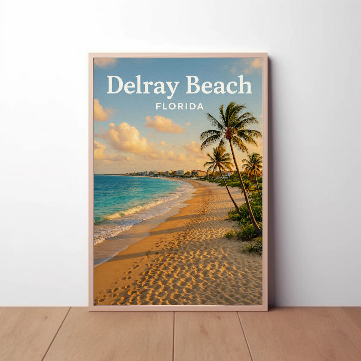 Delray Beach Florida Oceanfront Sand Sunset Travel Poster