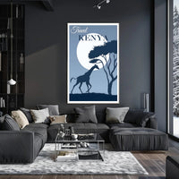 Kenya Sunset Silhouette: Giraffe at Moonrise Travel Poster