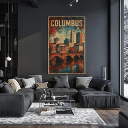Columbus Cityscape Vintage Travel Collectors Poster