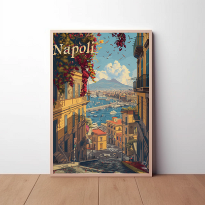Napoli Bay and Mount Vesuvius Travel Poster