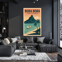 Bora Bora Vintage Travel Art, Tropical Paradise Travel Poster PosterGoat
