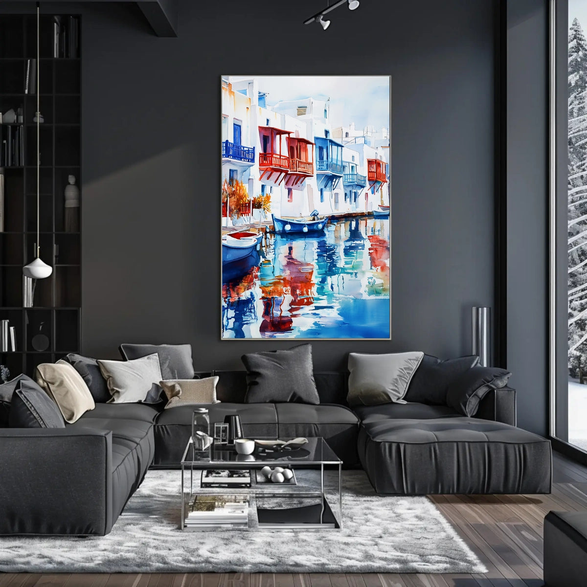 Greece Mykonos Colorful Waterfront Poster