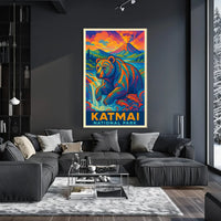 Artistic Katmai Bear: Katmai National Park Travel Poster