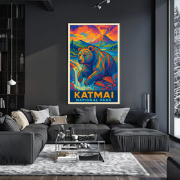 Artistic Katmai Bear: Katmai National Park Travel Poster