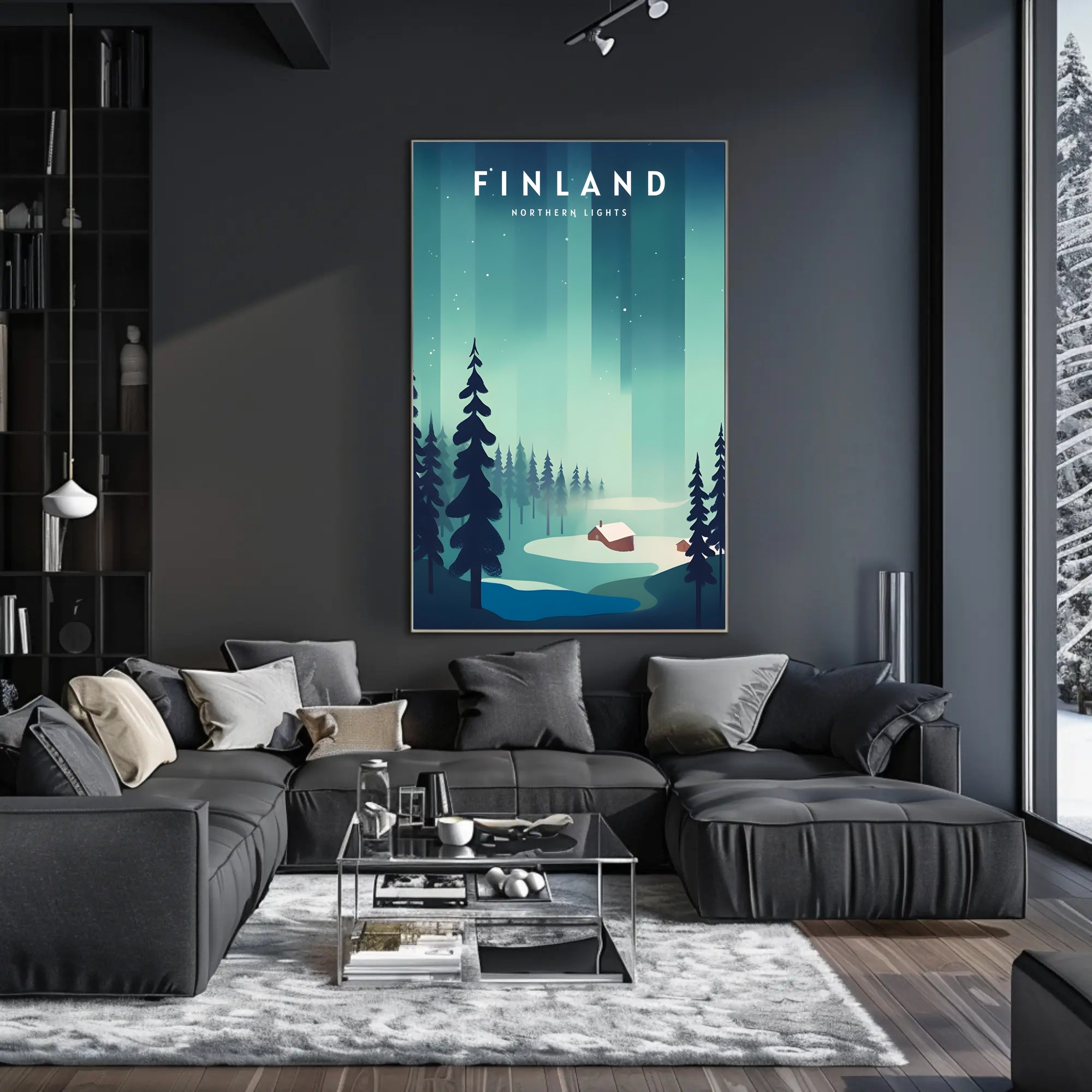 Northern Lights Finnish Wilderness Travel Poster