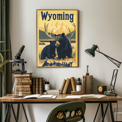 Wyoming Black Bear Vintage Poster