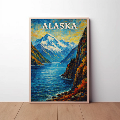 Alaska Kenai Fjords Coastal Mountain View Travel Poster