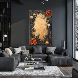 Macabre Roses and Skulls Gothic Artistic Theme Poster
