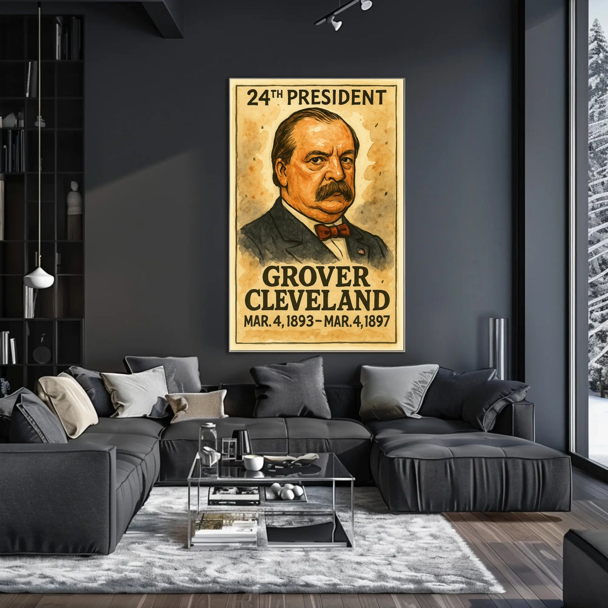 Grover Cleveland 24th President of the United States Exaggerated Cartoon Sketch Poster