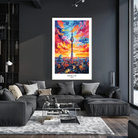 Berlin Skyline At Sunset Poster