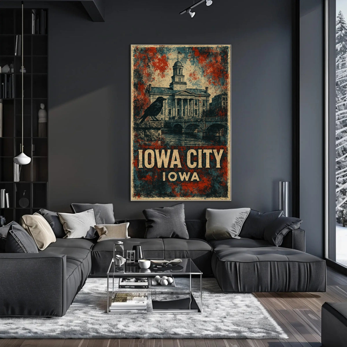 Iowa City Neoclassical Architecture Vintage Patriot Poster
