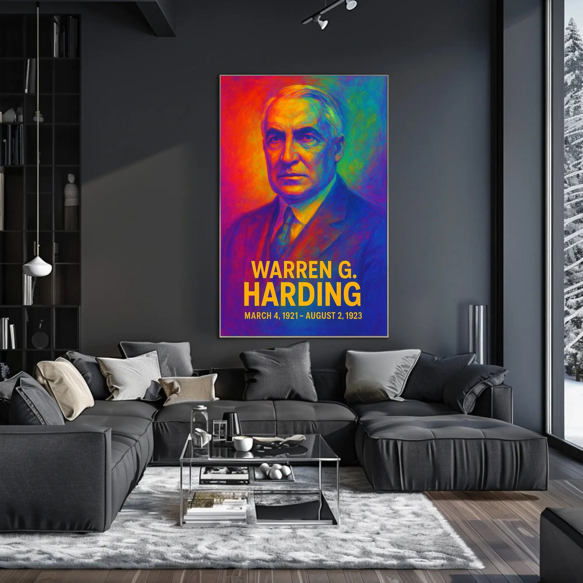 Warren G. Harding 29th President of the United States Neon Gradient Overlay Poster