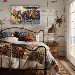 Dynamic Horse Racing Scene: Impressionistic Art Poster