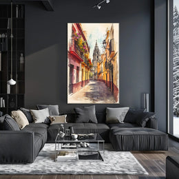 Spain Seville Old Town Cathedral Street Scene Poster