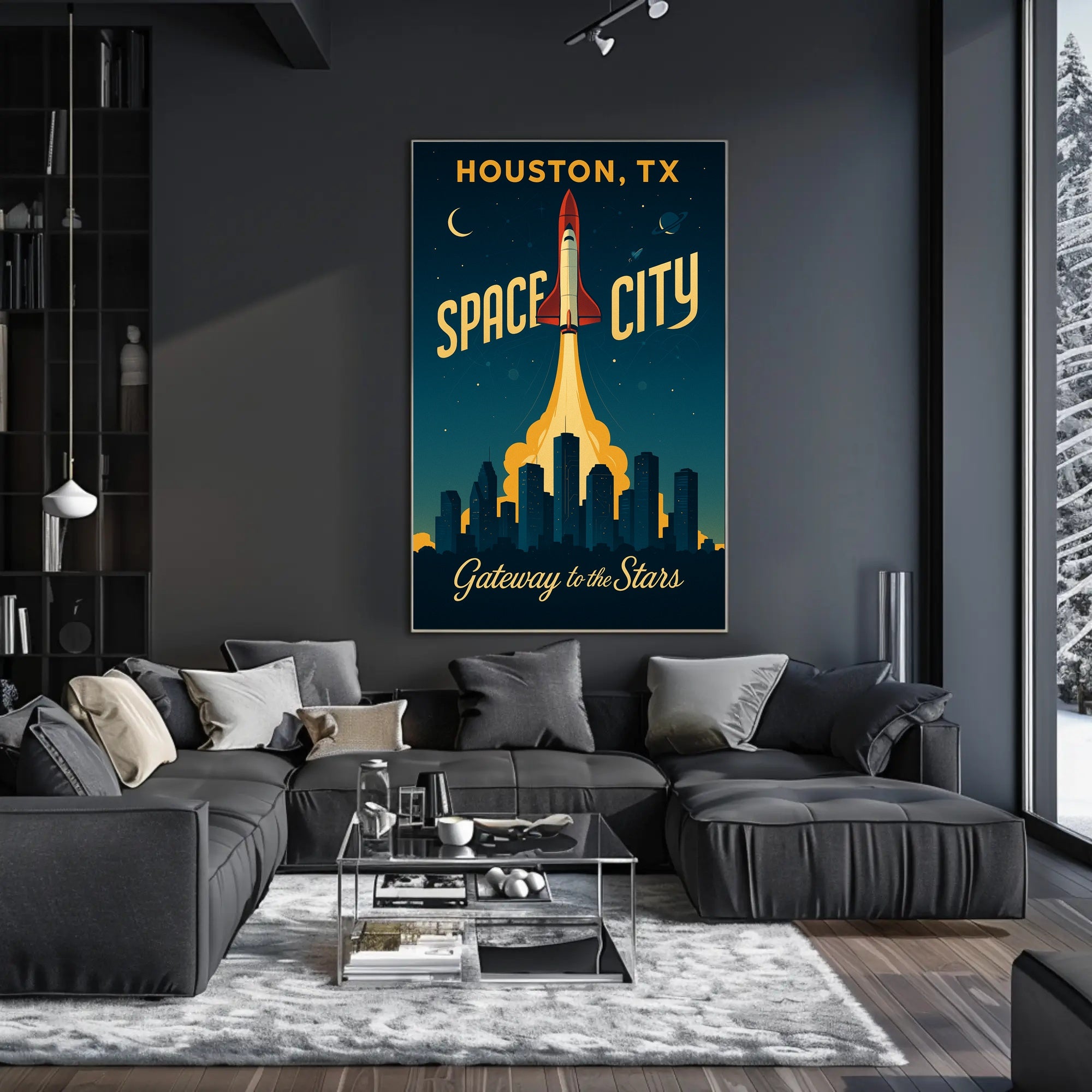 Houston Space Shuttle Launch Poster Space or Astronomy Poster
