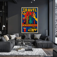 New York City Bold Colorful Skyline Poster Modern Wall Art