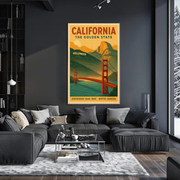 California Golden State Vintage Travel Poster