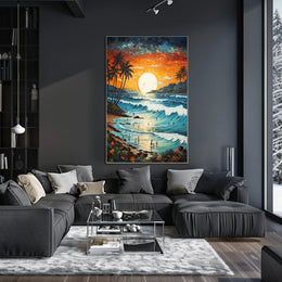 Tropical Sunset Beachscape Travel Poster