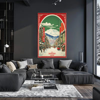 Stylized Sapporo Cityscape Poster Wall Art Print