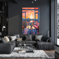 Guangzhou Sunset Cityscape with Cozy Interior Poster