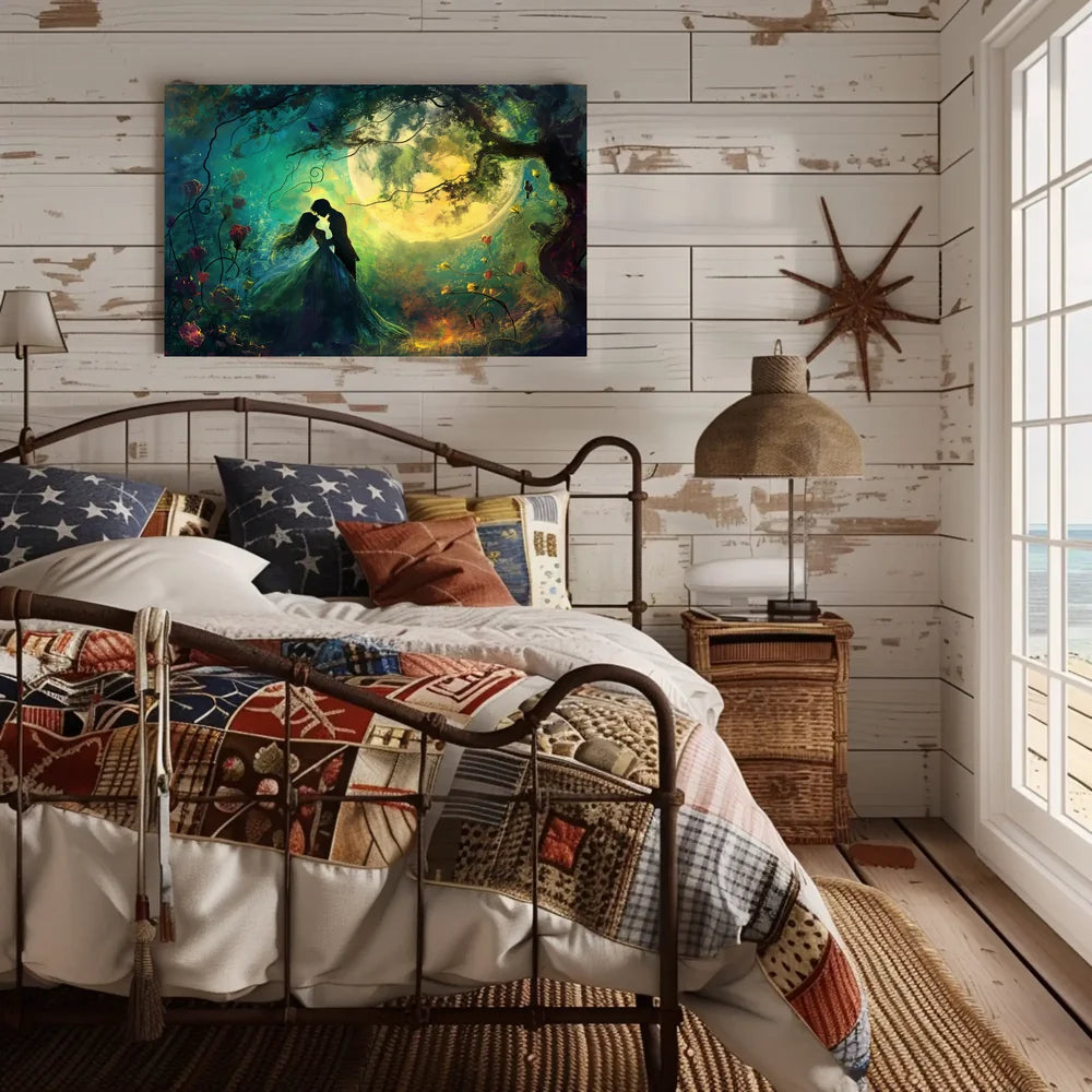 Moonlit Lovers in Enchanted Forest Poster