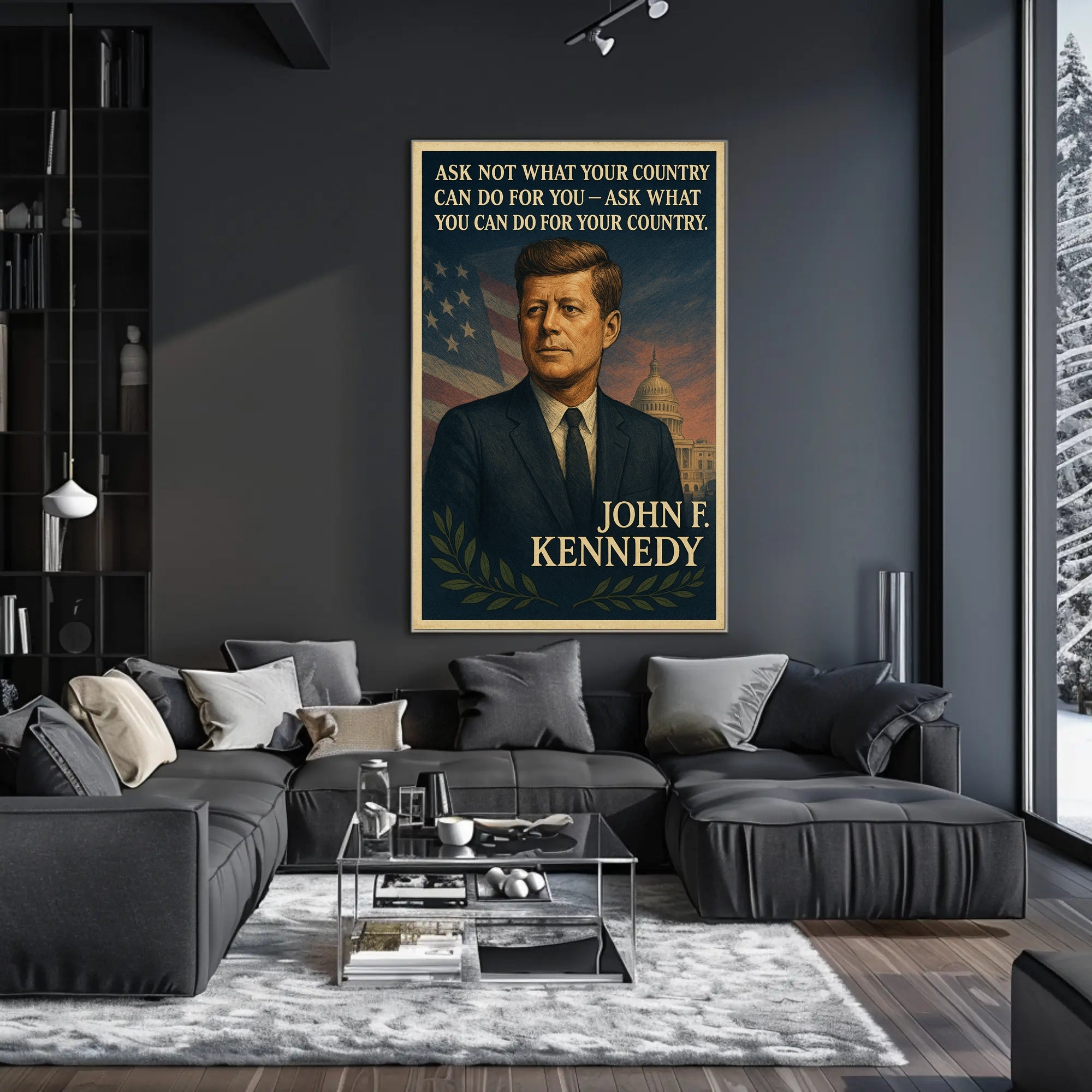 JFK Inspirational Patriotic Poster: Vintage Presidential Art