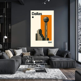 Dallas 1841 Architectural Cityscape Travel Poster