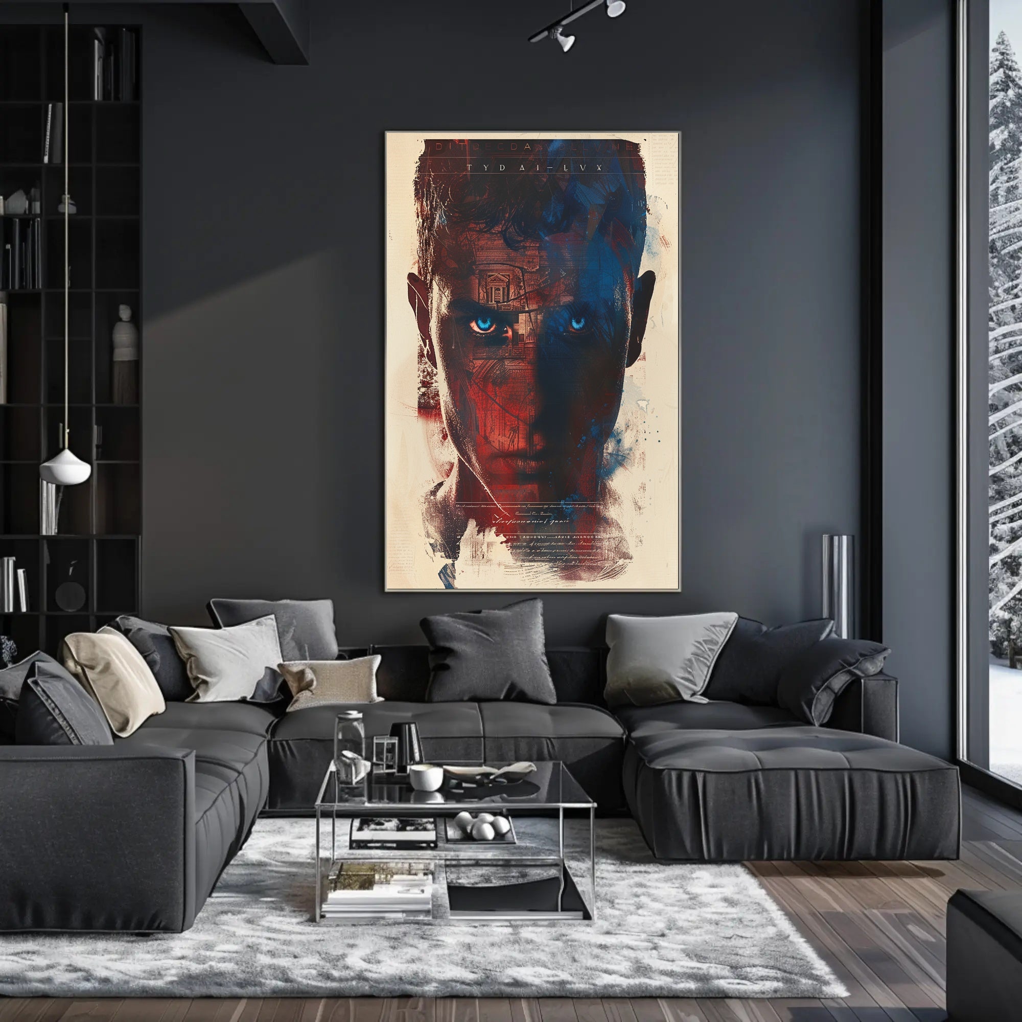 Menacing Creature in Fiery Dystopian Landscape Poster PosterGoat