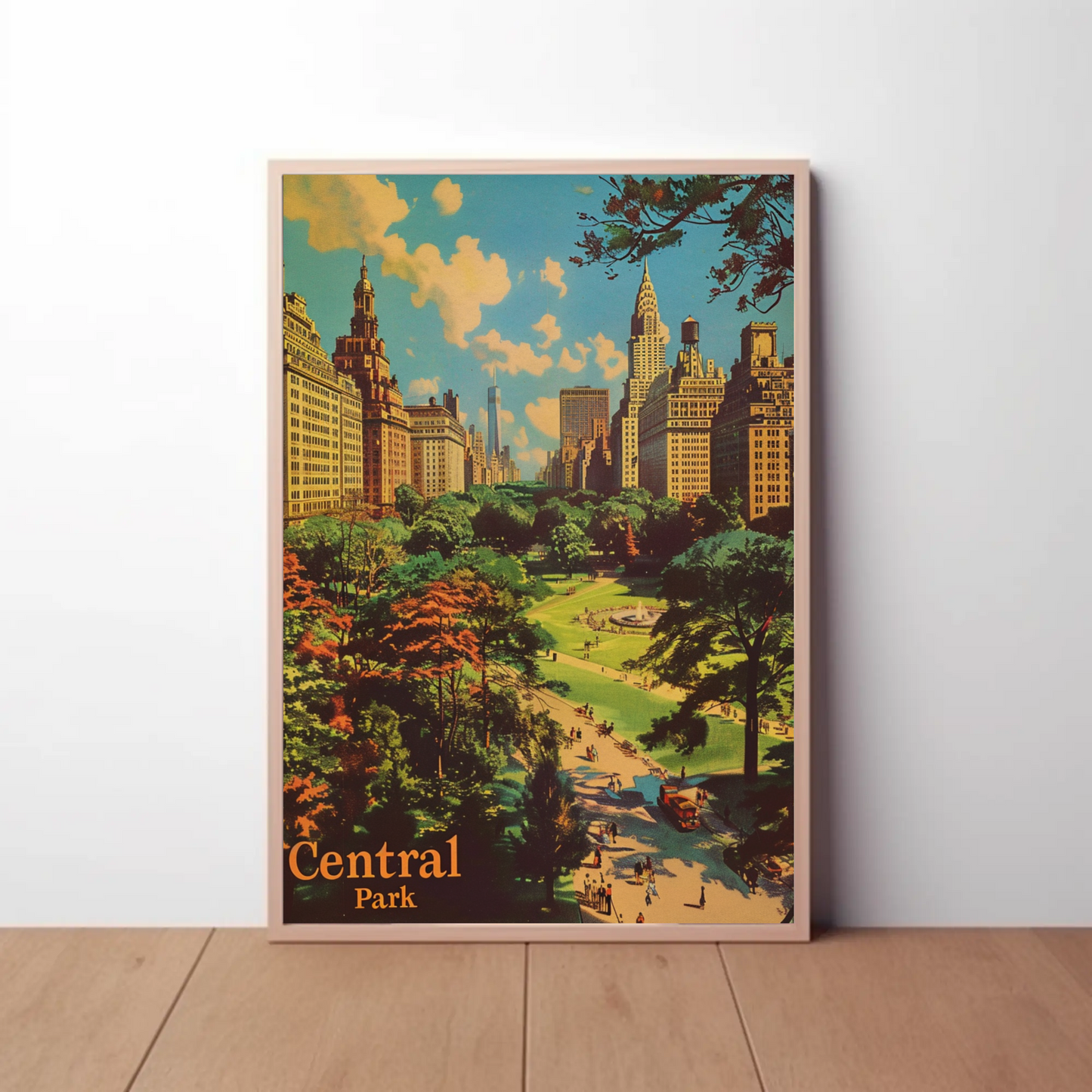 Central Park New York City Vintage Green Retreat Travel Poster