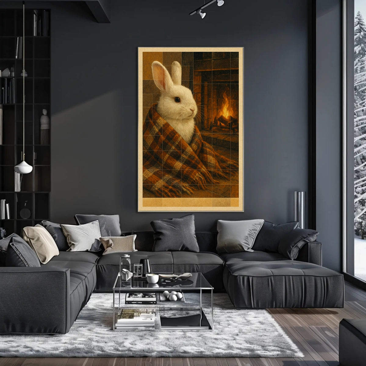 Cozy Bunny By The Fireplace Poster