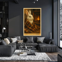 Cozy Bunny By The Fireplace Poster