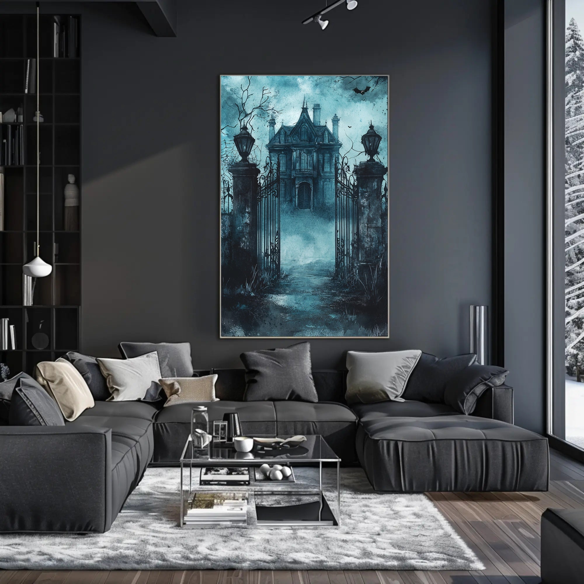 Haunted Manor At Dusk Poster