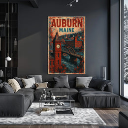 Auburn Maine Vintage Charm Wanderlust Decor Poster