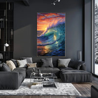 Ocean Wave At Sunset Art Print - Artistic Poster