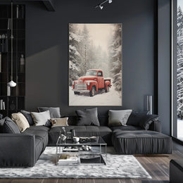 Vintage Winter Truck Vintage Poster