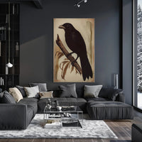 Raven on a Branch Wildlife Art Animal Poster PosterGoat