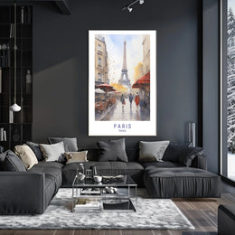 Parisian Autumn Stroll: Watercolor Urban or Cityscape Poster PosterGoat