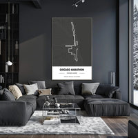 Chicago Marathon Route Modern Sports Poster
