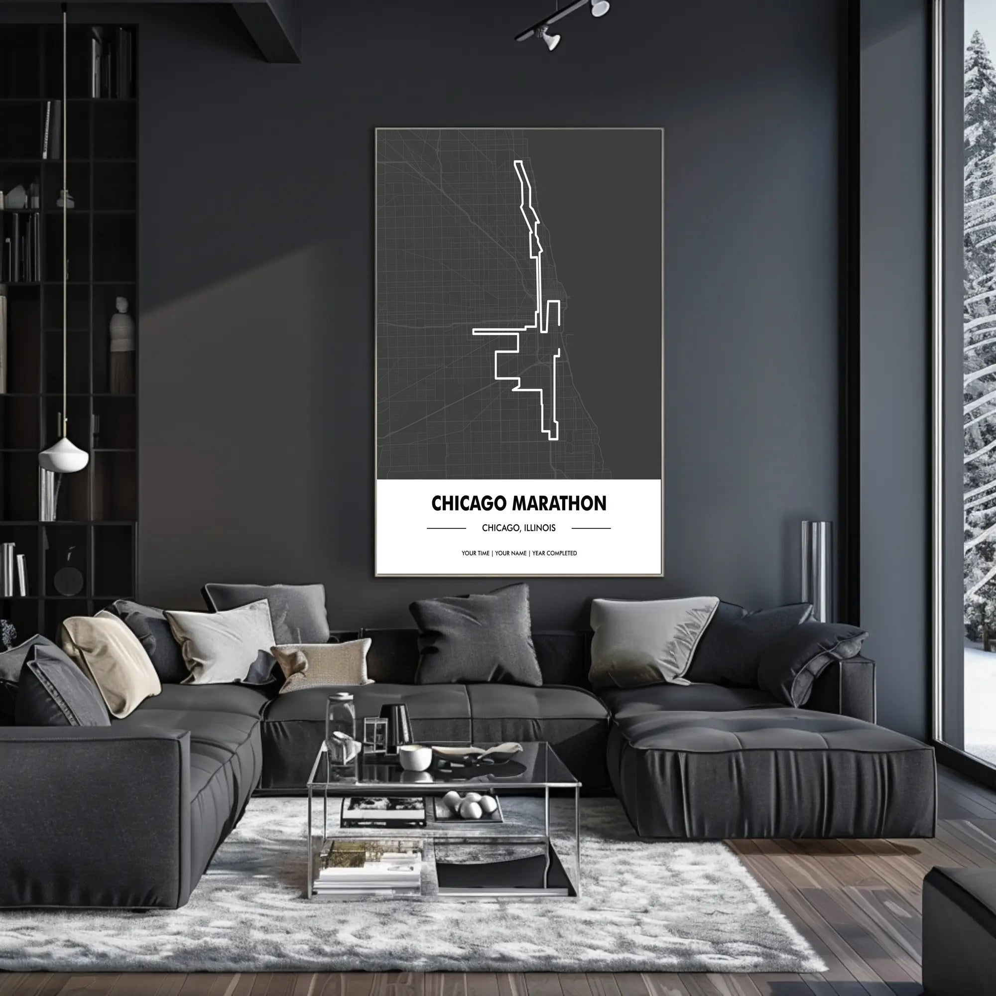 Chicago Marathon Route Modern Sports Poster